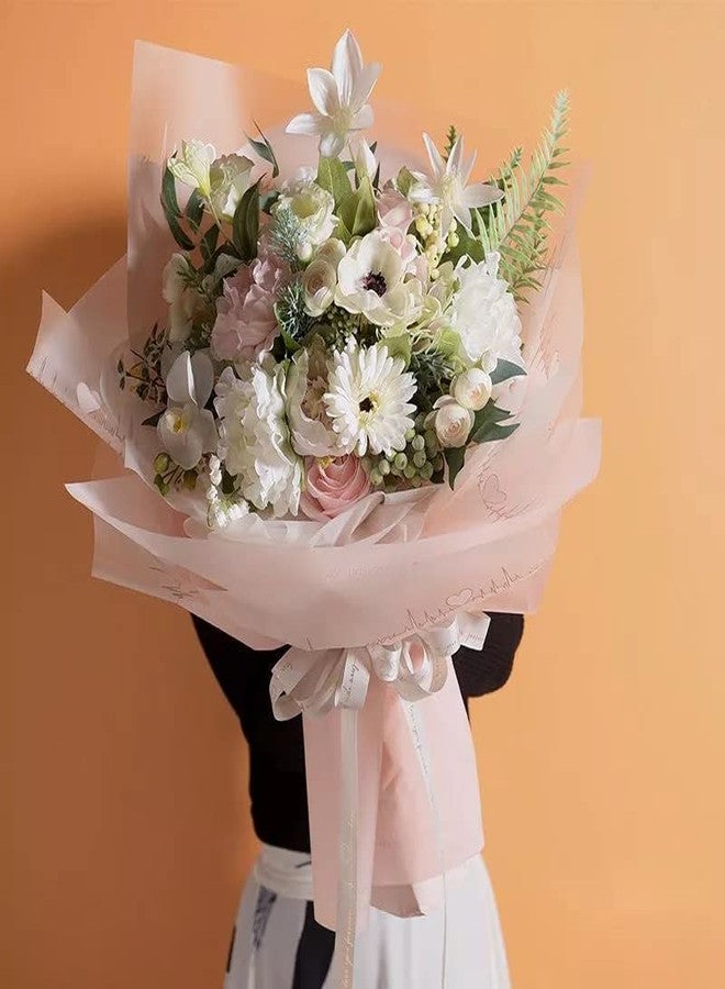 اويسيس أواسيس - 20 ورقة تغليف باقات زهور فاخرة مقاومة للماء على الطراز الكوري (58 سم × 58 سم، 60 ميكرون) | تصميم حواف على شكل نبضات قلب، ورق تغليف هدايا للزهور وورق تغليف هدايا يمكنك صنعه بنفسك لعيد الحب (وردي) - Image 5